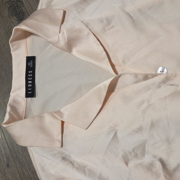 Lioness Champagne Satiny Button-Up Blouse - Picture 3 of 9